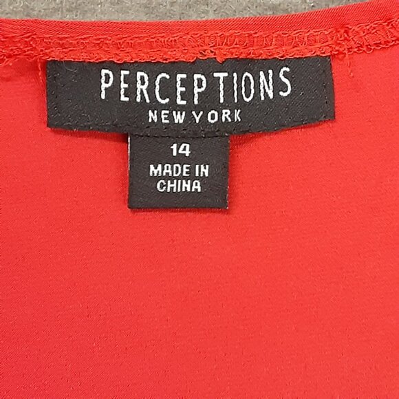 Perceptions Woman's Crop Top Size 14 Red Tie Front Short Sleeve Lightweight - Picture 7 of 7